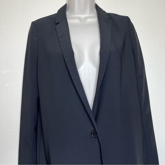 Aryn K Open Back Black Single Button Long Line Blazer Jacket Womens  Medium FLAW - Picture 4 of 14